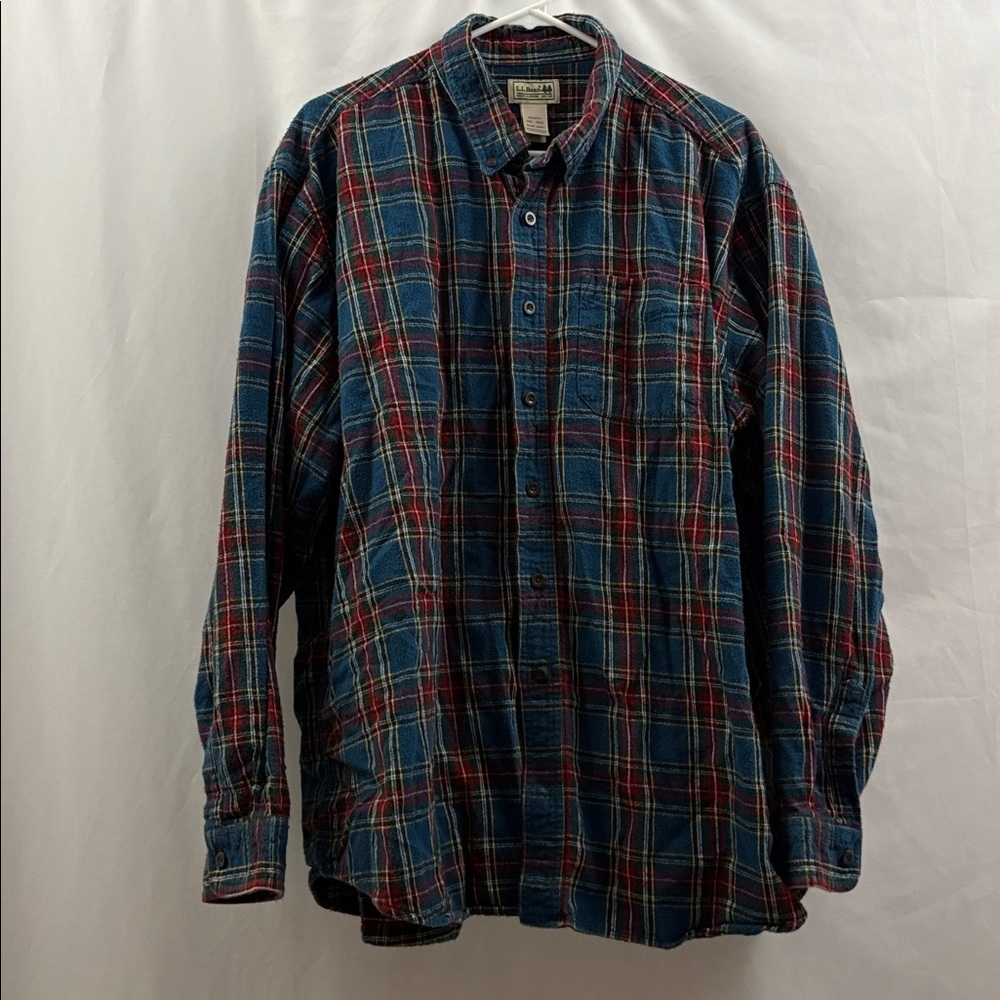 L.L. Bean 100% Cotton Button Down Size XXL Mens Plaid Multi-color